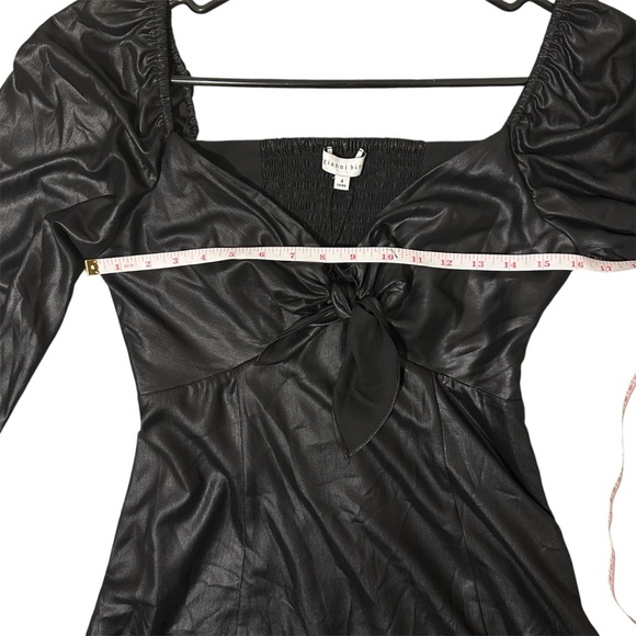 NWT Gianni Bini Star Struck Liquid Black Mini Dress Babydoll Size 4 Long Sleeves - Picture 9 of 11